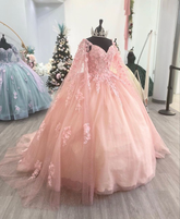 Robe de bal en tulle rose et dentelle, robe rose pour Sweet 16, robe de princesse rose Y2339