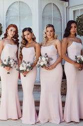 Mermaid Strapless Long Bridesmaid Dresses, Wedding Party Dress
