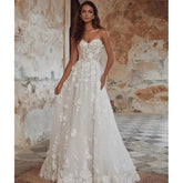 Magnifique robe de mariée sirène à épaules dénudées, sans manches et traîne courte, style princesse romantique, personnalisable
