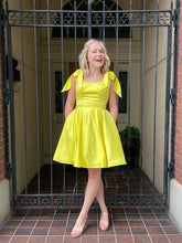 Satin Yellow Homecoming Dress Knee-Length Dresses SYH53