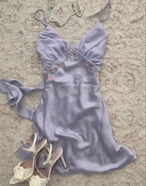 Light Purple V Neck Homecoming Dress Sexy Party Dress Y2971