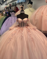 Robe de bal de quinceañera à manches longues ornée d'appliqués en tulle, robe de 16 ans Y5461