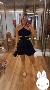 Vestido de fiesta negro sexy de corte A con abertura en la cintura Y2710