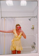 Precioso vestido amarillo con volantes para fiesta de bienvenida, vestido amarillo de fiesta Y2292