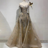 Robe de soirée sirène musulmane couleur chair avec jupe perlée, style Dubaï, pour mariage, 2025, LA71943