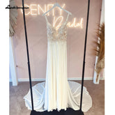 Baoleely – Robe de mariée bohème luxueuse en mousseline de soie, coupe trapèze, blanche cassée, avec dentelle et perles, été 2025