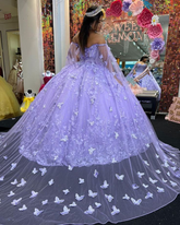 Vestido de baile de lavanda de lujo con mariposas, vestido para quinceañera Y6755