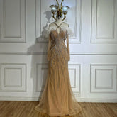 Robe de soirée sirène de luxe à plumes bleues et perles, tenue de soirée pour femme, occasion spéciale, LA72836, 2025