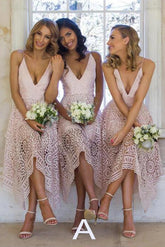 Vestido de dama de honor azul real con encaje, escote en V y tirantes finos, vestido económico para fiesta de bienvenida