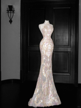 Elegante vestido de sirena con apliques de tul y lentejuelas, corte sirena, abertura, ideal para baile de graduación o eventos formales (Y8661)