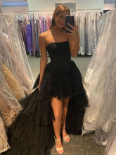 Black High Low Tulle Prom Dress Black Tulle High Low Formal Evening Dress Y4893