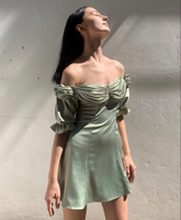 Women's Summer Puff Sleeve Off The Shoulder Homecoming Dress Y2505