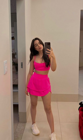 Two Piece Hot Pink Homecoming Dress Summer Casual Dress Y2663