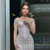 Pink Elegant Mermaid Beaded Evening Dress Gown LA72787