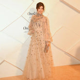 Robe de soirée élégante et luxueuse, couleur chair, coupe A, perles, style musulman, Dubaï, pour mariage, LA72594