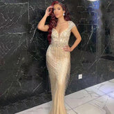 Champagne Luxe Mermaid Avondjurken 2025 Kralen Kwastje Elegante Voor Vrouwen Party LA70061