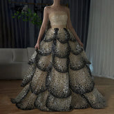 Robe de soirée luxueuse noire et blanche de Dubaï LA72505A