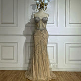 Vestido de noche de sirena elegante con tirantes finos y perlas para ocasiones formales LA72865 (2025)