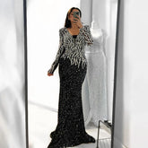 Arabic Black Elegant Mermaid Beaded Luxury Evening Dresses Gowns for Women Wedding Party 2025 LA72220
