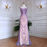 Robe de soirée longue style sirène lilas, élégante, luxueuse, perlée, style Dubaï, pour femme, tenue de mariage, 2025, LA71962