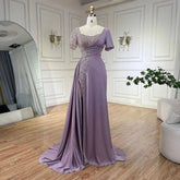 Robe de soirée sirène élégante en satin lilas, luxueuse et grise, style Dubaï, pour femme, tenue de mariage, LA72583