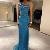 Luxury Dubai Blue Mermaid Evening Dresses LA71713