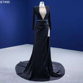 Black Mermaid Elegant Luxury Beaded Evening Dresses Gowns For Women Party 2025 High End Custom Made HM67495