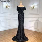 Black Mermaid Luxury Evening Dresses Gowns 2025 Beaded Tassel Elegant For Women Party LA71386