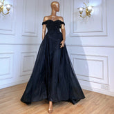 On Sale no return no refund Black Mermaid Sleeveless Sexy Off Shoulder Luxury Beaded Evening Dresses Gowns For Women Party 2025 LA70602