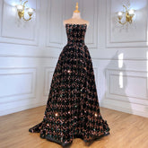 Black Strapless Evening Dresses Gowns 2025 Sequin Luxury A-Line For Women Wedding Party LA71523
