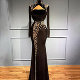 Black Velour Mermaid Evening Dresses Gowns 2025 Elegant Luxury Beaded For Women Party LA71545