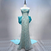 Blue Beaded Mermaid Evening Dresses 2025 Elegant Gowns for Women Engagement Party LA72110