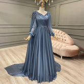 Azul Kralen Cape Mouwen Avond Jurken 2025 A-lijn Luxe Voor Vrouwen Wedding Party LA71550