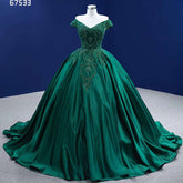 Dark Green High End Sexy Off Shoulder Luxury Lace Beaded Lace Up Bride Gowns Wedding Dress 2025 Custom Made HM67533