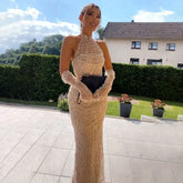 Dubai Arabia Luxury Evening Dresses Gowns 2025 for Women Nude Mermaid With Gloves for Wedding Parties LA72032A