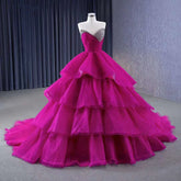 Fuchsia Detachable skirt Lace Up Pearls Beaded Luxury Bride Gowns Wedding Dress 2025 High End Custom Made HM231068