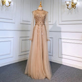 Gold Luxury Cape Sleeves Evening Dresses Gowns 2025 Beaded Mermaid Elegant For Woman Party LA71604