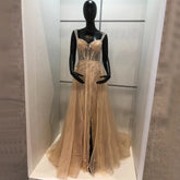 Gold Luxury High Split Evening Dresses Gowns 2025 Beaded Meramid Elegant For Women Party LA71373