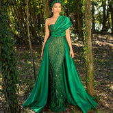 Green Mermaid With Train Evening Dresses Gowns 2025 Luxury Beading Elegant For Women Party LA71108
