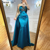Green Satin Evening Dresses Gowns 2025 A-Line Beaded Sexy For Woman Wedding Party LA71067