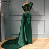Green Satin Sexy Evening Dresses Gowns 2025 Mermaid One Shoulder Beading For Women Party LA70850