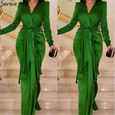 Green Satin Simple Evening Dresses Gowns 2025 Mermaid Elegant For Women Wedding Party LA71275