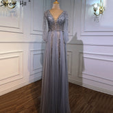 Grey Luxury A-Line Sexy Evening Dresses Gowns 2025 Diamond Beading Elegant For Women Party LA70788