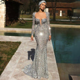Grey Mermaid Sexy Evening Dresses Gowns 2025 No Split Floor Length For Women Party LA71237