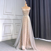 Grey Nude Elegant Mermaid Detachable Skirt Evening Dress Dress 2025 Ladies Beaded Luxury Party LA71380L