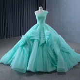 High End Custom Made Light Green One Shoulder Lace Up Beaded Luxury Ball Gown Bride Gowns Wedding Dress HM231120