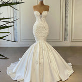 Ivory Mermaid Elegant Wedding Dresses Gowns 2025 Satin Beaded Pearls High-end Bridal Dress HA2508