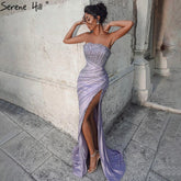 Lilac High Split Meramid Evening Dresses Gowns 2025 Beaded Elegant Luxury For Women Party LA71272