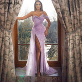 Lilac Mermaid Sexy Evening Dresses Gowns 2025 Elegant High Split Luxury For Women Party LA71402