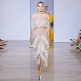 Luxury Dubai White Feathers Two Pieces Evening Dresses LA72098